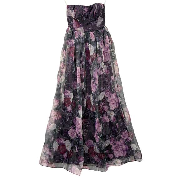 Lulus XS Bustier Strapless Maxi Dress Corset Purple Floral Fairy Prom Formal - Picture 2 of 12